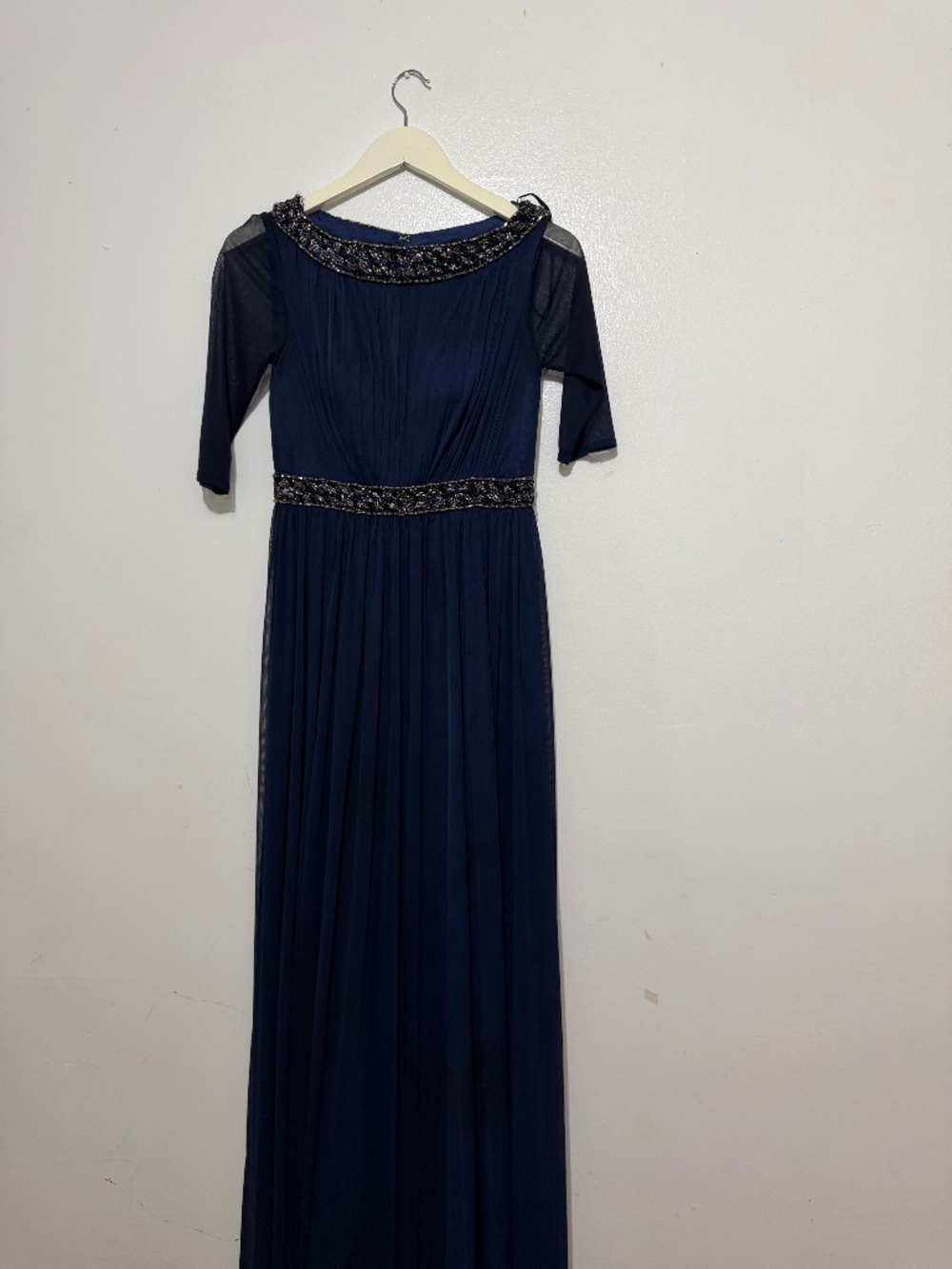 Le Château Navy Blue Embellished Formal Gown Maxi Dress
